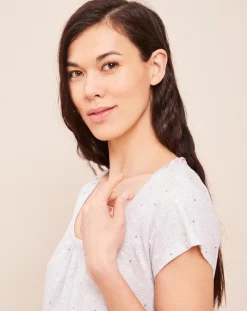 Femme Le Chat Robe de nuit longue Smoothie gris chiné/blanc