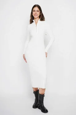 Assuili Robe en Cachemire mélangé col montant naturelle