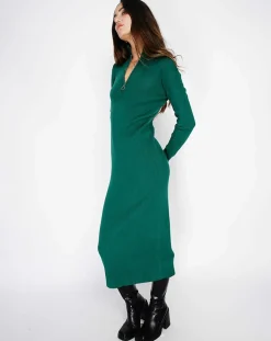 Sale Assuili Robe en Cachemire mélangé Eliane vert amazone