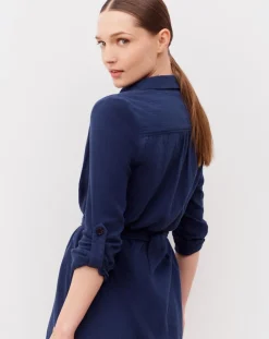 Clearance Caroll Robe en Gaze de Coton Betina indigo