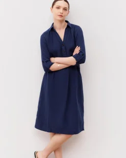 Clearance Caroll Robe en Gaze de Coton Betina indigo