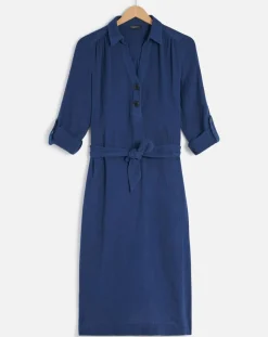 Clearance Caroll Robe en Gaze de Coton Betina indigo