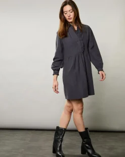 Femme Hartford Robe en Gaze de Coton Rimba charbon