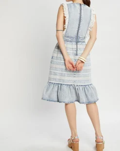 Discount Manoush Robe en jean Neige bleu clair délavé