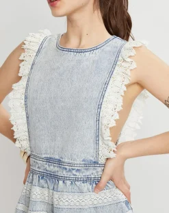 Discount Manoush Robe en jean Neige bleu clair délavé