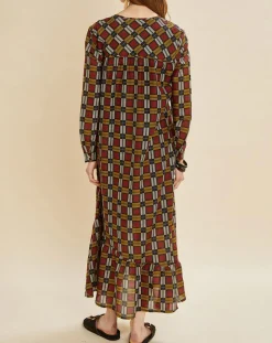 Femme Chloé Stora Robe en Soie mélangée Marcia bordeaux