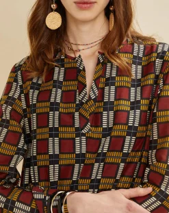 Femme Chloé Stora Robe en Soie mélangée Marcia bordeaux