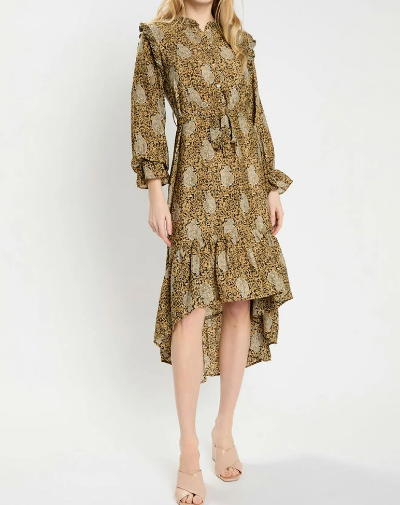 Femme Lauren Vidal Robe en Soie mélangée Sasha dorée