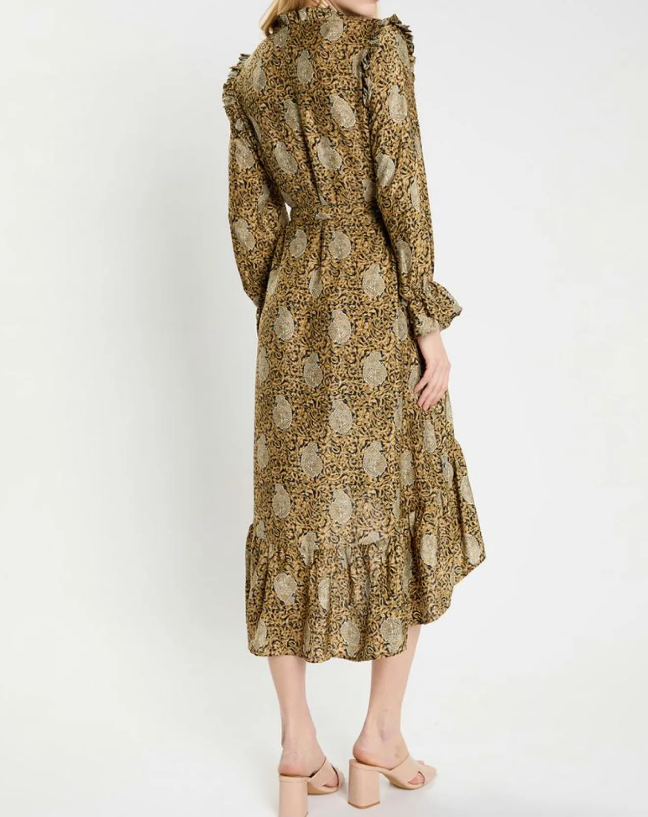 Femme Lauren Vidal Robe en Soie mélangée Sasha dorée