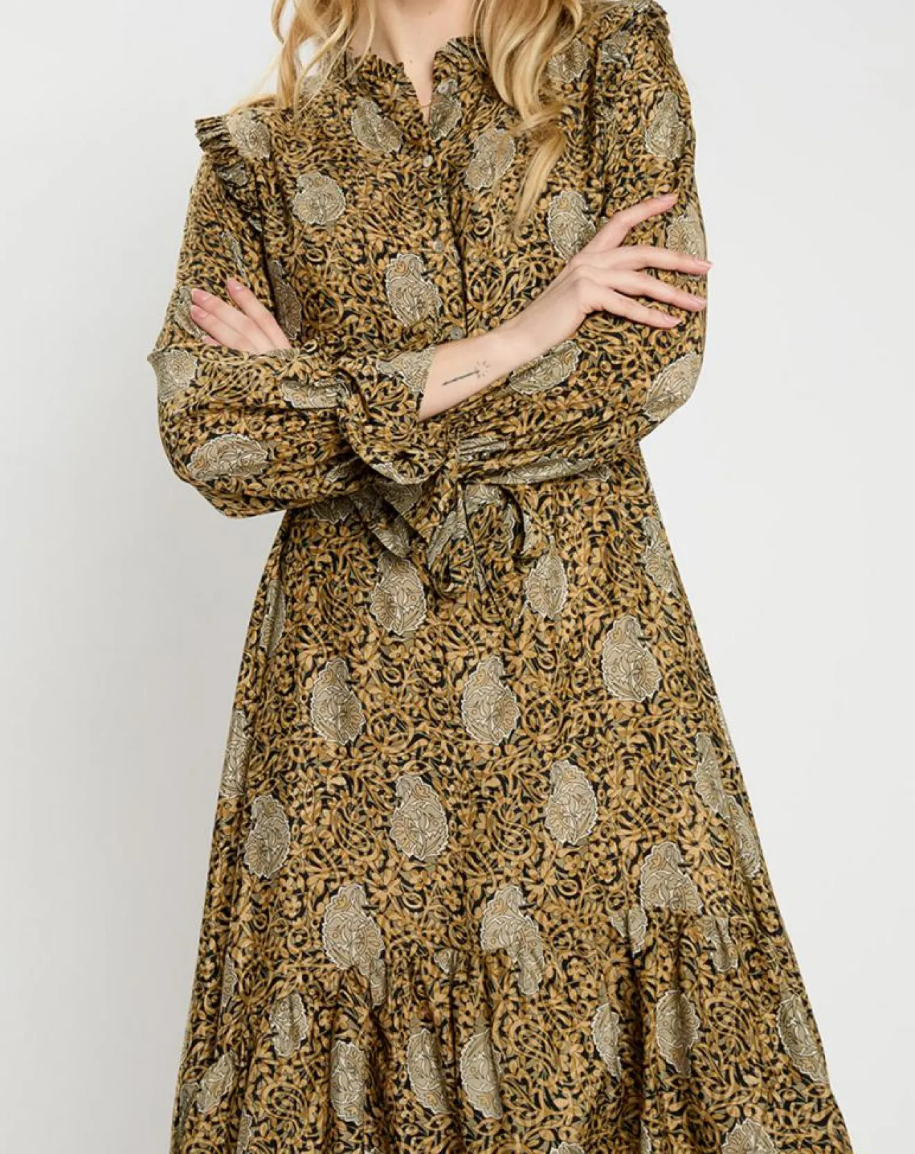 Femme Lauren Vidal Robe en Soie mélangée Sasha dorée