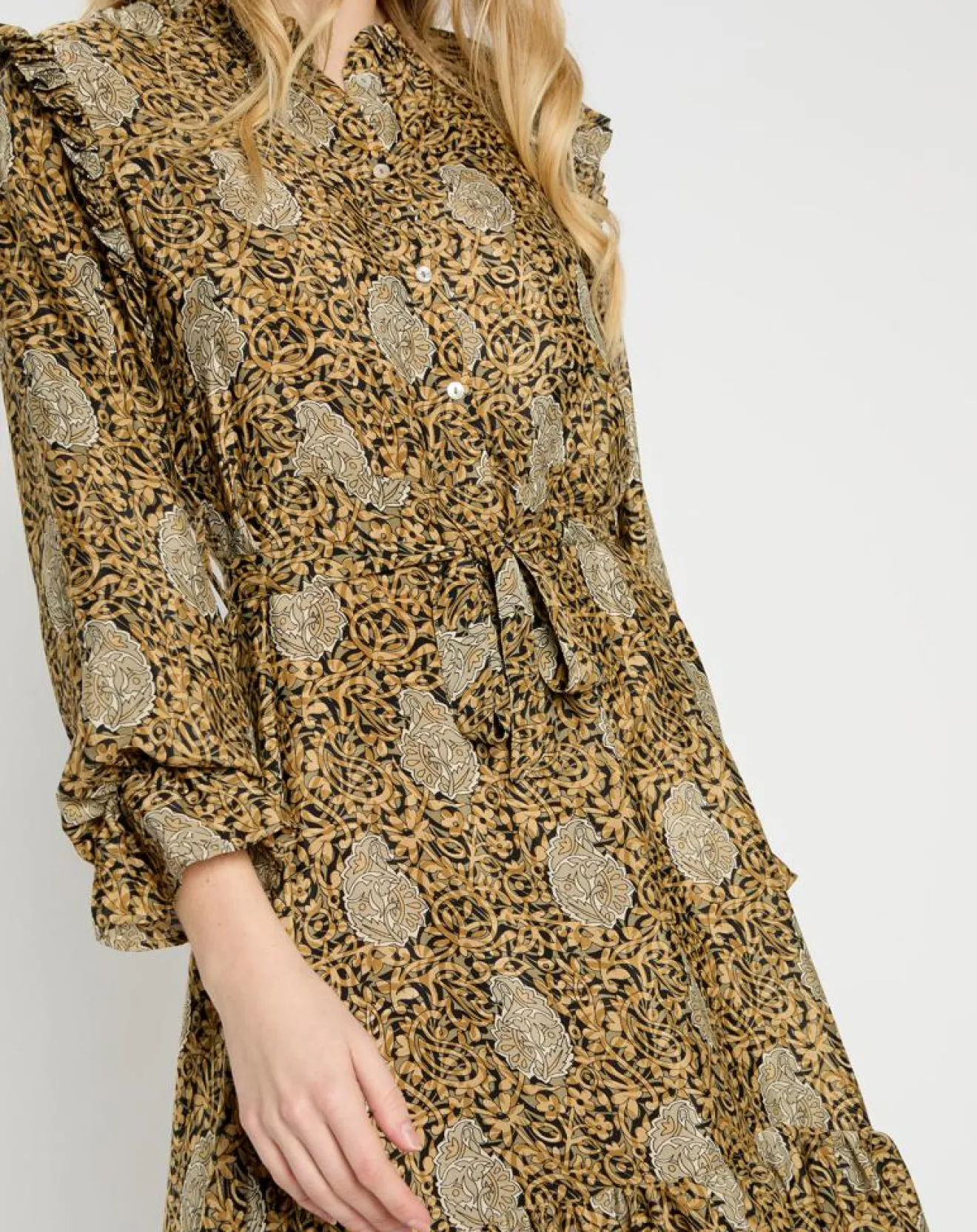 Femme Lauren Vidal Robe en Soie mélangée Sasha dorée