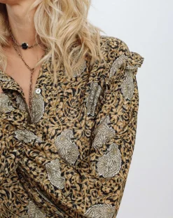 Femme Lauren Vidal Robe en Soie mélangée Sasha dorée