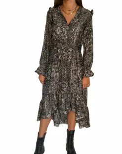 Sale Lauren Vidal Robe en Soie mélangée Sasha imprimée jaipur noire