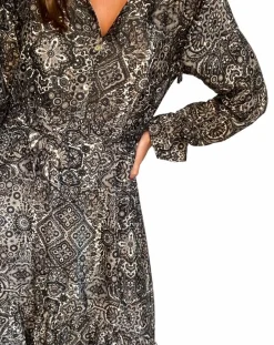 Sale Lauren Vidal Robe en Soie mélangée Sasha imprimée jaipur noire