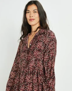 Lauren Vidal Robe en Soie mélangée Soan imprimée étoile rouge/noir