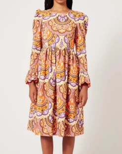 Manoush Robe en Velours côtelé Fall imprimée violet/multicolore