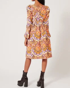 Manoush Robe en Velours côtelé Fall imprimée violet/multicolore