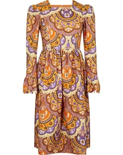 Manoush Robe en Velours côtelé Fall imprimée violet/multicolore