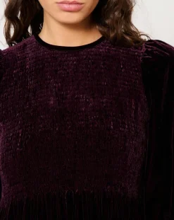 Femme Manoush Robe en Velours satiné Princesse cerise noire