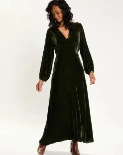 Femme Lauren Vidal Robe en Velours Solo verte