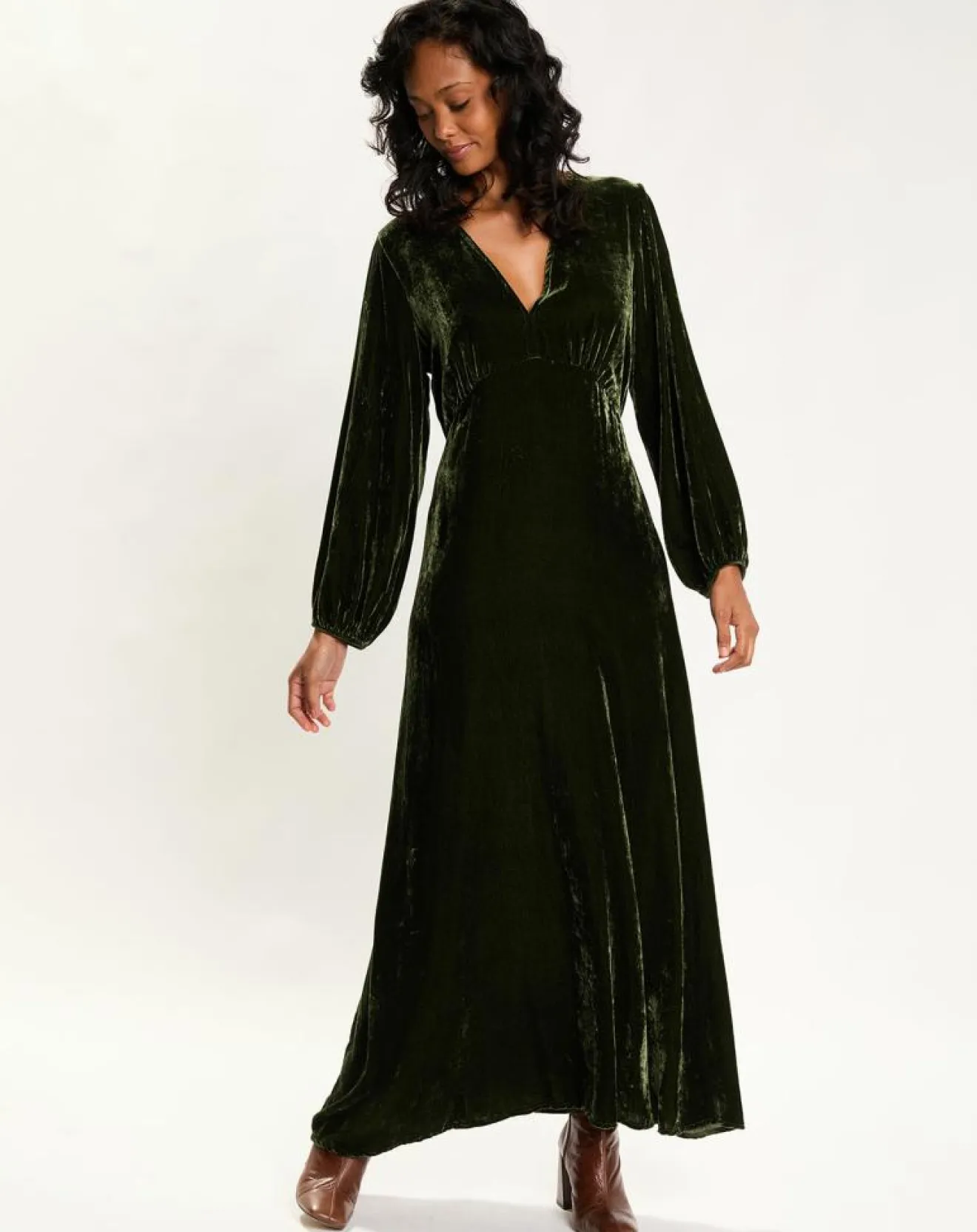 Femme Lauren Vidal Robe en Velours Solo verte