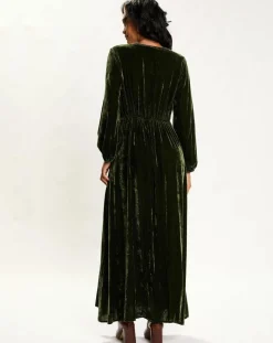 Femme Lauren Vidal Robe en Velours Solo verte