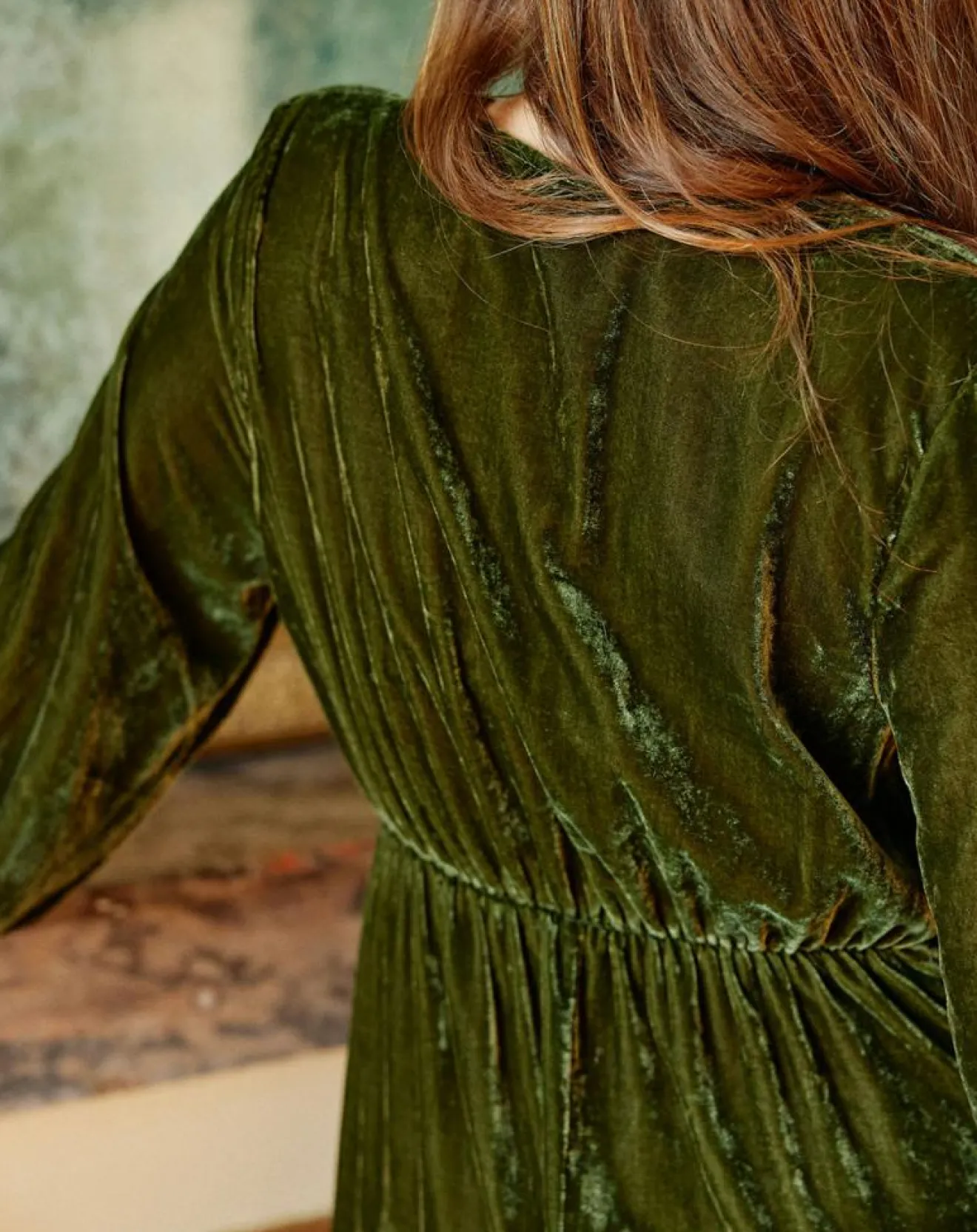 Femme Lauren Vidal Robe en Velours Solo verte