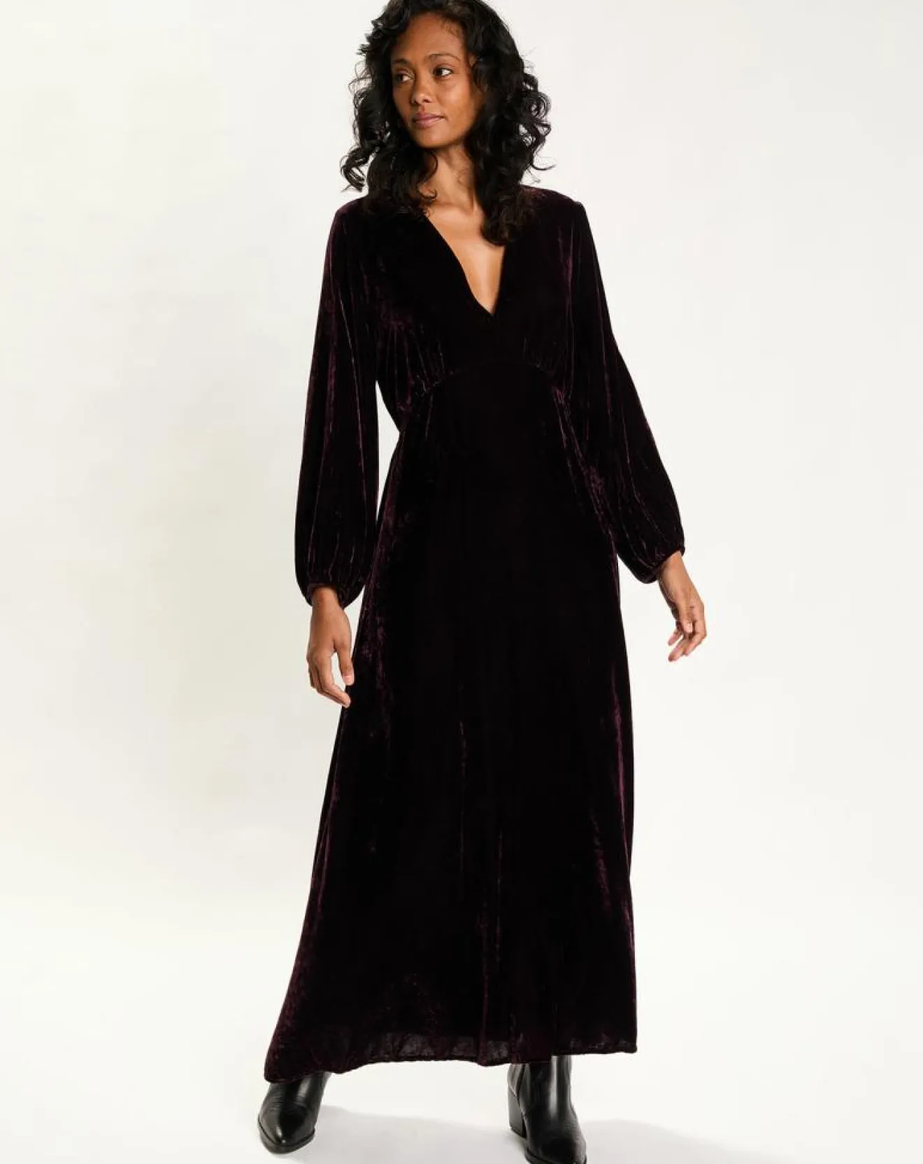 Clearance Lauren Vidal Robe en Velours Solo violette