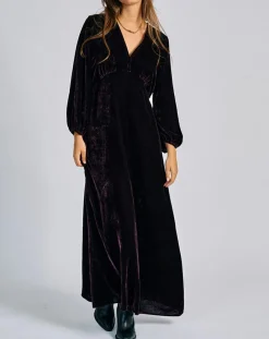 Clearance Lauren Vidal Robe en Velours Solo violette