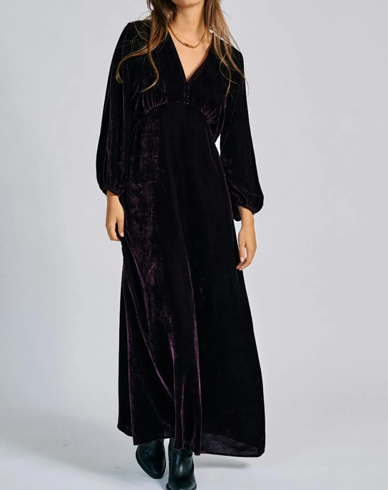 Clearance Lauren Vidal Robe en Velours Solo violette