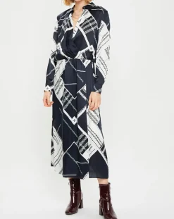 New Marc O'Polo Robe en Viscose & Soie imprimée multicolore