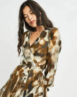 Femme Lauren Vidal Robe en voile Moon imprimée fumée marron