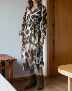 Femme Lauren Vidal Robe en voile Moon imprimée fumée marron