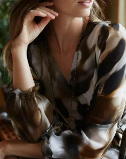 Femme Lauren Vidal Robe en voile Moon imprimée fumée marron