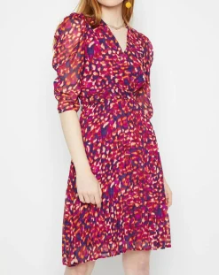 Outlet La Petite Etoile Robe en voile Yana léopard rose/violet