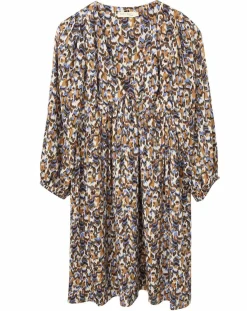 Femme See u Soon Robe Esmée satinée imprimée beige/bleu