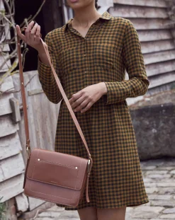 Outlet Cyrillus Robe Etamine Laine mélangée à carreaux vert moyen/camel