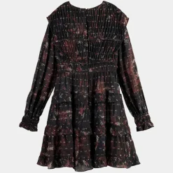 New Scotch & Soda Robe Evasée Lurex col V noir/rose