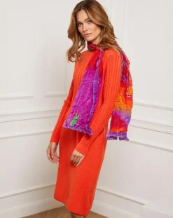 New Fleur de cachemire Robe Eve orange