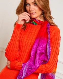 New Fleur de cachemire Robe Eve orange