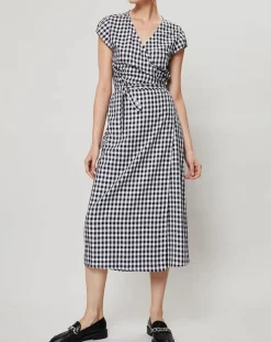 Discount J.Crew Robe Fabrizia Vichy bleu/blanc