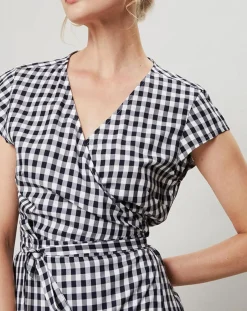 Discount J.Crew Robe Fabrizia Vichy bleu/blanc