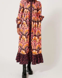 New Manoush Robe Fall Winter Mix imprimée rose/multicolore