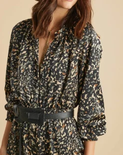 Best Lauren Vidal Robe fluide Store imprimée military noire