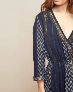 Femme Louizon Robe Haiti imprimée bleu marine