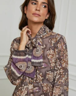 Femme Alice & Charlotte Robe imprimée mi-longue Charlie taupe