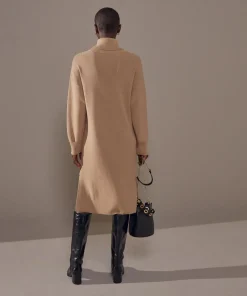 New Rodier Robe Iris, droite, col roulé marron moka