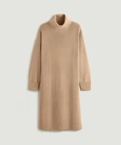 New Rodier Robe Iris, droite, col roulé marron moka