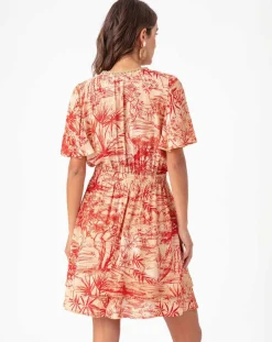 Femme Bleu Blanc Rouge Robe Jade rouge