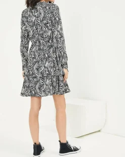 Femme See u Soon Robe Jane imprimée noir/écru